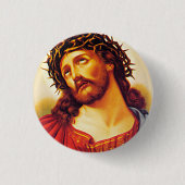Jesus-Dornkrone Vintage Kunstmalerei Button (Vorderseite)