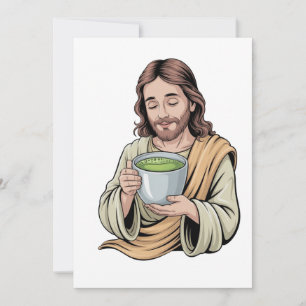 Jesus Drinken Matcha Drink Christlich Feiertagskarte
