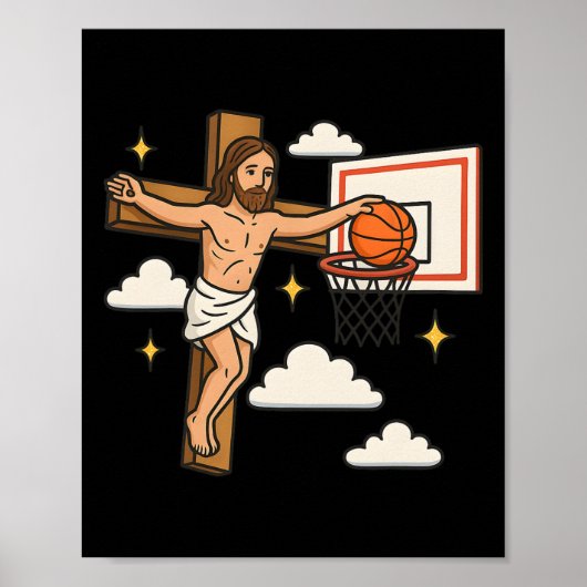 Jesus Dunk Lustiger Christlicher Glaube Jesus Spie Poster (Vorne)