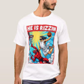 Jesus Dunking auf dem Satan ist er rizzin meme T-Shirt (Vorderseite)