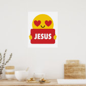 Jesus Emoji Heart Eye Shirt TShirt T-Shirt Poster (Küche)