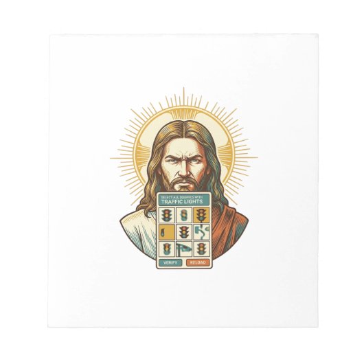 Jesus Endloses Captcha-Verifizierung Ampeln Notizblock (Vorderseite)