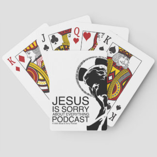 Jesus entschuldigt sich Podcast spielen Karten Spielkarten
