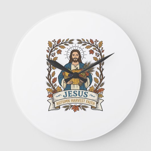 Jesus Ernte des Herbstes Glaube Jesus Ernte des He Große Wanduhr (Vorderseite)