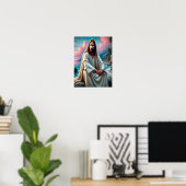 Jesus Erretter an der Küste in ruhiger Reflektion Poster (Heimbüro)