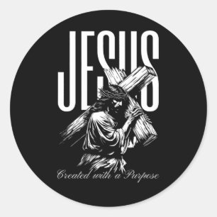 Jesus erschuf mit Vintagem Glauben über Fe Runder Aufkleber