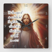 Jesus: Ewiges Leben, Gottes Geschenk Quadratische Wanduhr (Vorderseite)