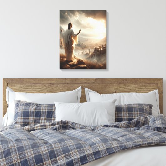 Jesus ewiges Licht strahlt Himmelstor Leinwanddruck (Insitu (Schlafzimmer))