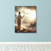 Jesus ewiges Licht strahlt Himmelstor Leinwanddruck (Insitu (Holzboden))