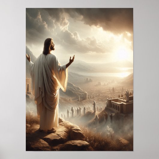 Jesus ewiges Licht strahlt Himmelstor Poster (Vorne)