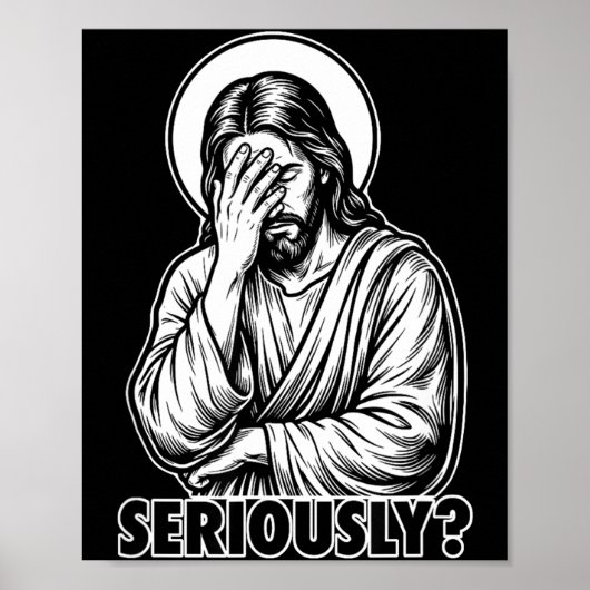 Jesus Facepalm lustig christlich religiöses Meme Poster (Vorne)