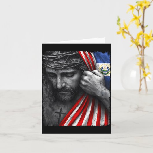 Jesus Faith Cross Crown America El Salvador Herita Karte (Gelbe Blume)