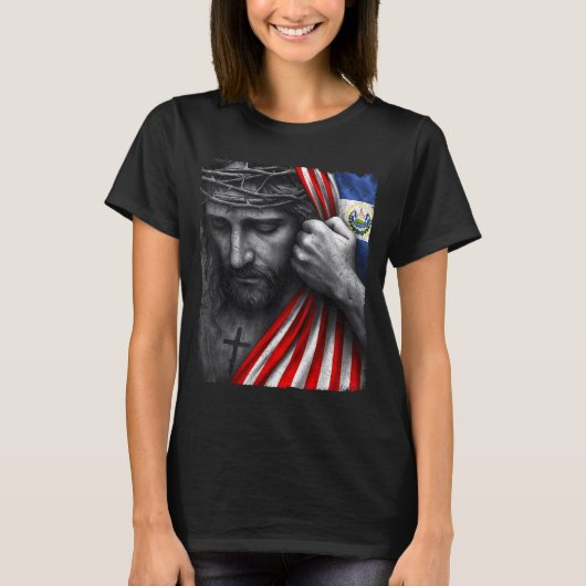 Jesus Faith Cross Crown America El Salvador Herita T-Shirt (Vorderseite)