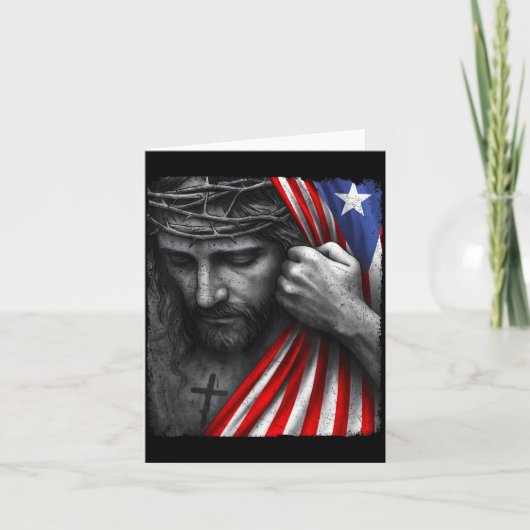 Jesus Faith Cross Crown America Puerto Rico Herita Karte (Vorderseite)
