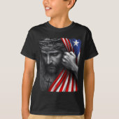 Jesus Faith Cross Crown America Puerto Rico Herita T-Shirt (Vorderseite)