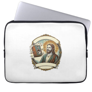 Jesus fakes Lachen Lauter Club Kann Party Humo nic Laptopschutzhülle