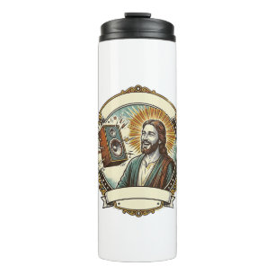 Jesus fakes Lachen Lauter Club Kann Party Humo nic Thermosbecher