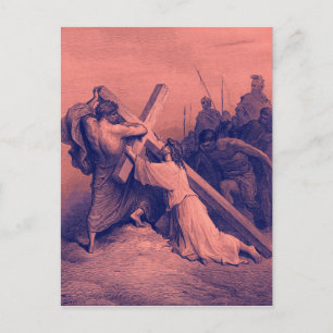 Jesus fällt unter das Kreuz Bibel Postkarte