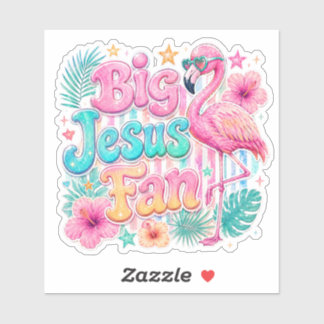 Jesus Fan mit Flamingo Aufkleber