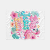 Jesus-Fan mit Flamingo-Decke Fleecedecke (Vorderseite (Horizontal))