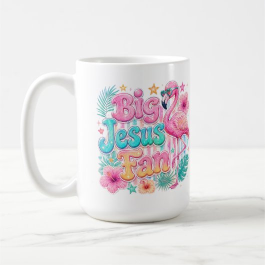 Jesus Fan mit Flamingo-Kaffeetasse Kaffeetasse (Links)