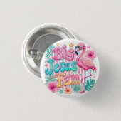 Jesus Fan mit Flamingo Knopf Button (Vorne & Hinten)