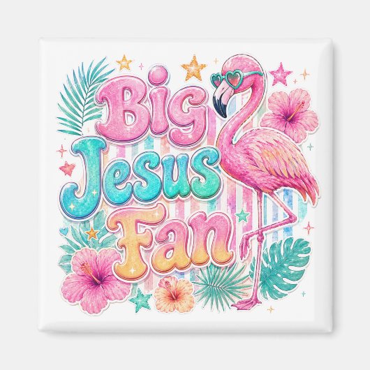 Jesus-Fan mit Flamingo-Magnet Magnet (Vorne)