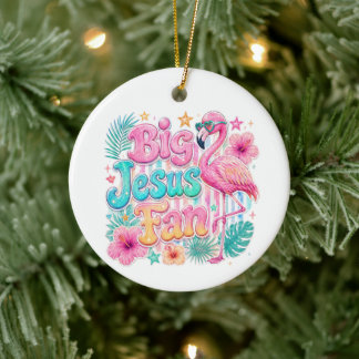 Jesus-Fan mit Flamingo-Ornament Keramik Ornament