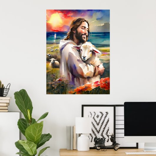Jesus fand das verlorene Schaf Poster (Heimbüro)