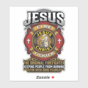Jesus Feuerwehrmann Vintage Christlicher Glaube Sh Aufkleber