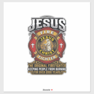 Jesus Feuerwehrmann Vintage Christlicher Glaube Sh Aufkleber
