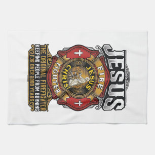 Jesus Feuerwehrmann Vintage Christlicher Glaube Sh Geschirrtuch