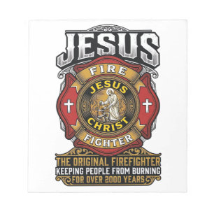 Jesus Feuerwehrmann Vintage Christlicher Glaube Sh Notizblock