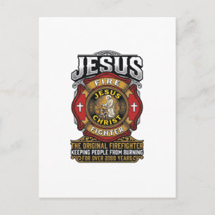 Jesus Feuerwehrmann Vintage Christlicher Glaube Sh Postkarte