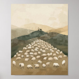 Jesus findet das verlorene Schaf Illustration Poster