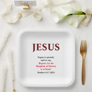 Jesus fing an zu predigen. Matthew 4:17 Platz Pappteller