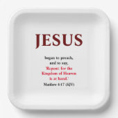 Jesus fing an zu predigen. Matthew 4:17 Platz Pappteller (Vorderseite)