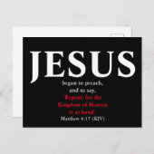 Jesus fing an zu predigen. Matthew 4:17 Postkarte (Vorne/Hinten)