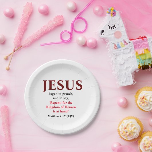 Jesus fing an zu predigen. Matthew 4:17 Tiny Pappteller (Party)