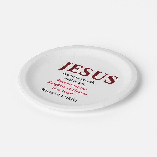 Jesus fing an zu predigen. Matthew 4:17 Tiny Pappteller (Schrägansicht)