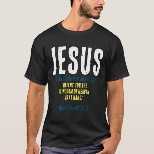 "JESUS fing an zu predigen." Weihnachtsfarben T-Shirt (Vorderseite)