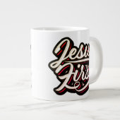 Jesus First 70's Style Jumbo-Tasse (Vorderseite Rechts)