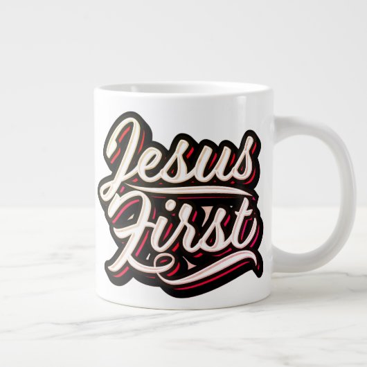 Jesus First 70's Style Jumbo-Tasse (Rechts)