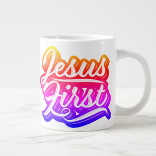 Jesus First Bright Colors Jumbo-Tasse