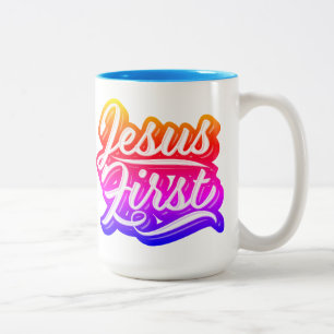 Jesus First Bright Colors Zweifarbige Tasse