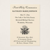 Jesus First Commune Katholische Gedenkkarte (Rückseite)