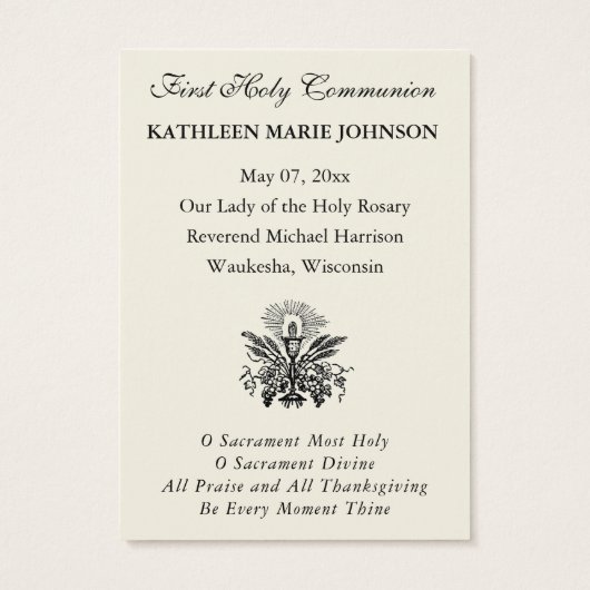 Jesus First Communitylic Catholic Remembrance Card (Rückseite)