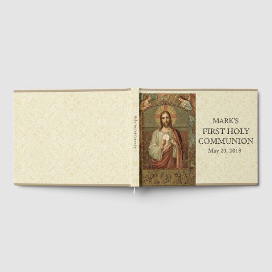 Jesus First Heilige Kommunion Angels Lace Gästebuch (Voll)