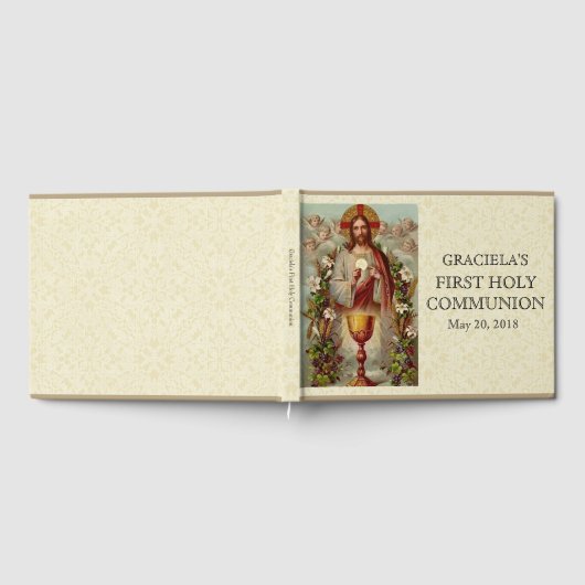 Jesus First Heilige Kommunion Angels Lace Gästebuch (Voll)