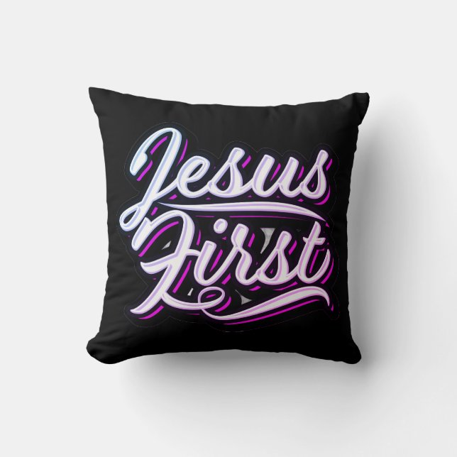 Jesus First Pinks and Purples Kissen (Vorderseite)